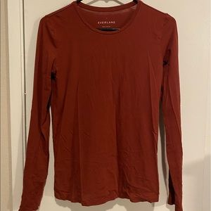 everlane pima stretch long sleeve in crimson